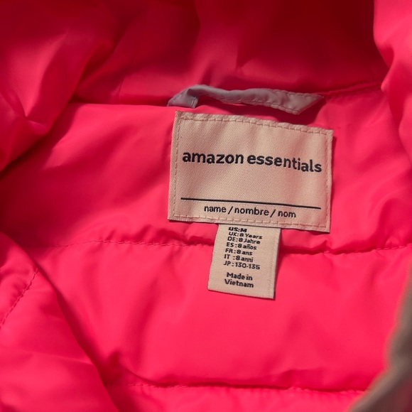 NWT Amazon Essentials Pastel Gradient Hooded Puffer Jacket Sz. 8 w/ Gloves & Sac - Picture 5 of 9
